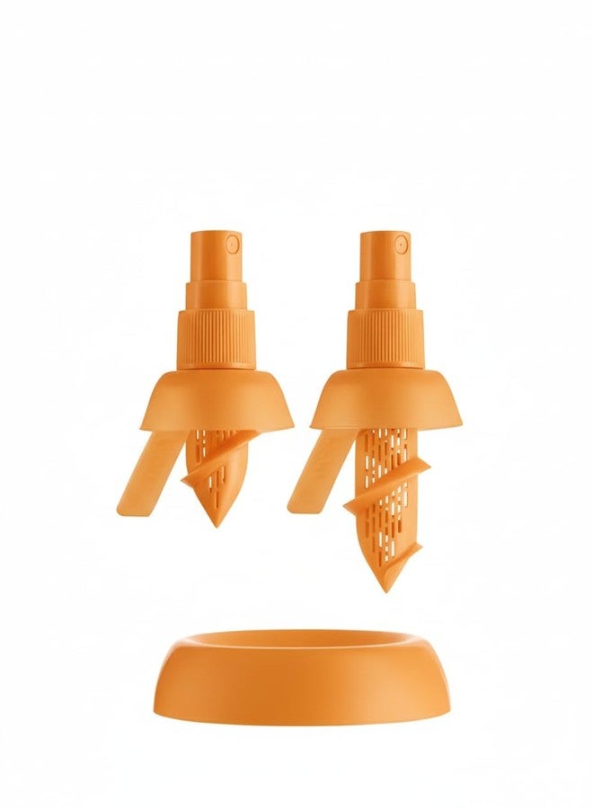 Bexter 3-Piece Citrus Sprayer Set - 2 Lemon & Lime Juice Sprayers with Base Plate - Fresh Fruit Extractor for Salads, Seafood, Veggies & Cocktails (Orange) - Image 2